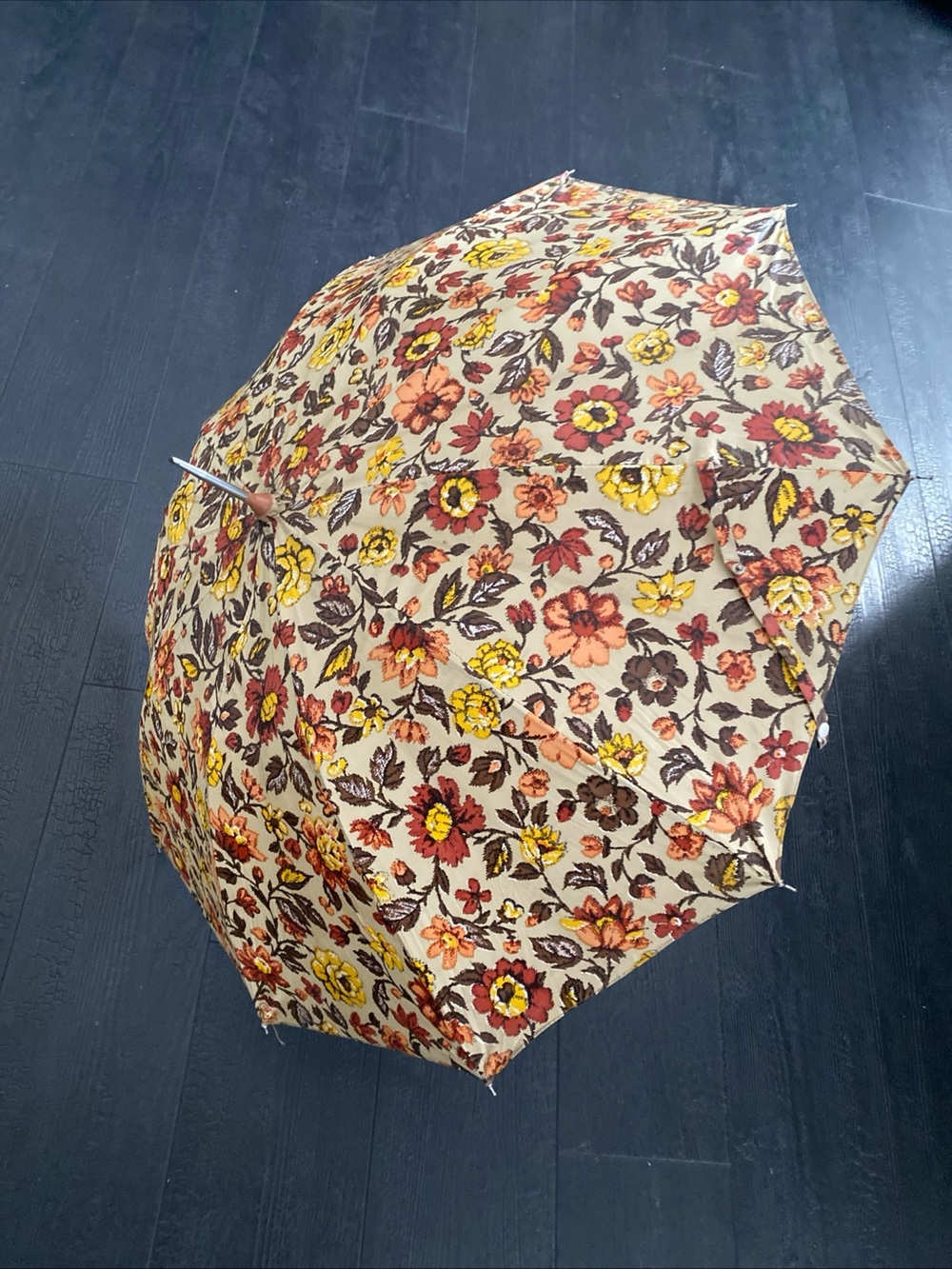 Vintage Multi Colored Floral Parasol Umbrella *READ